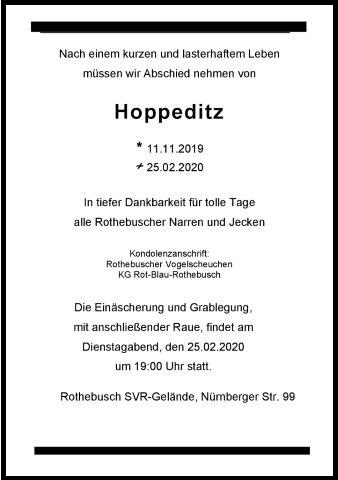 Traueranzeige Hoppeditz